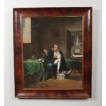 An early 19th century framed oil on canvas. Military portrait interior scene, 60cm x 50cm. Re