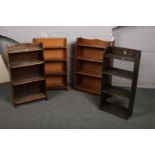 Four Oak open bookcases