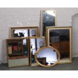 A collection of mirrors to include gilt framed examples etc.