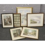 A collection of framed prints / paintings to include watercolours by Patricia Jones and June Brown.