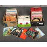 Three boxes of records, mainly singles, to include pop and easy listening.