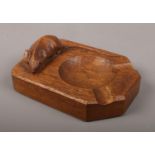 Robert 'Mouseman' Thompson, a carved oak ash tray of rectangular form. (10.2cm x 7.6cm). Good