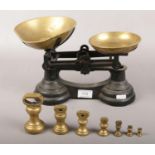 Librasco cast iron weighing scales and weights 1/4 oz to 1lb