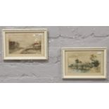 G.Hellawell, a pair of framed watercolors, rural landscape scenes.