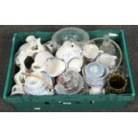A box of miscellaneous to include Wedgwood, Royal Grafton, Limoges etc.