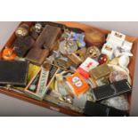 A tray of collectables, Two sets of silver plated (not silver as originally catalogued) teaspoons,