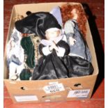 A box of bisque head dolls to include Knightbridge examples etc.