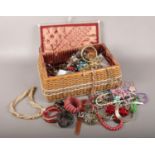 A box of costume jewellery bangles, beads, necklaces, bracelets etc