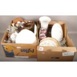 Two boxes of miscellaneous ceramic's, glassware's, vases, cabinet plates, jugs etc