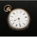 A Continental silver cased fob watch with enamel dial. Clean but nor running.