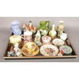 A tray of ceramics and glass to include Swarovski animals, Beswick clown, Mary Gregory jug etc.