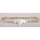 A silver plated nurses belt with butterfly design clasp. (Length 69cm).