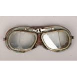 A pair of World War II RAF pilots goggles, mk8. No strap.