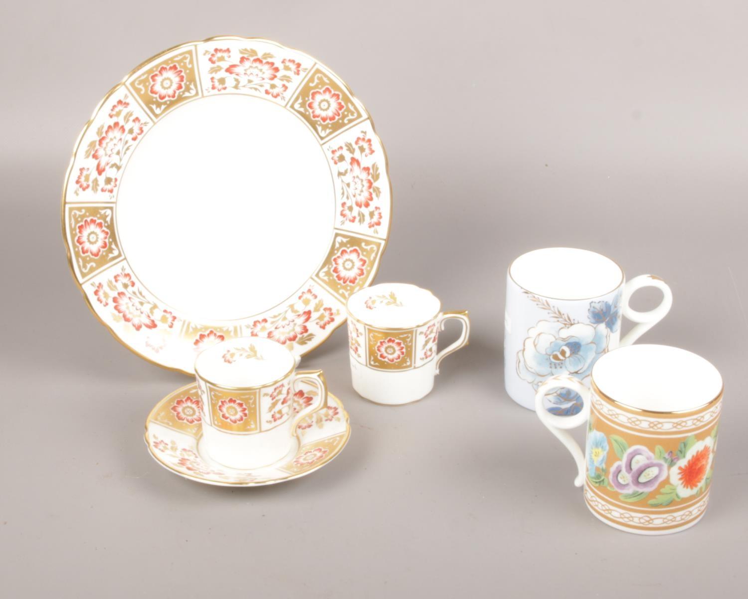 A collection of ceramic's, Royal Crown Derby coffee cups and saucer side plate 'Red Derby panel', - Image 2 of 2