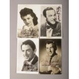 Film Interest. Four autographed monochrome postcards; Gene Kelly, Margaret Lockwood, Gregory Peck