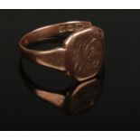 A rose gold signal ring for scrap. 2.57g Ring snapped.