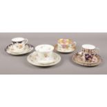 A collection of bone china trio sets, Royal Chelsea, Sutherland examples
