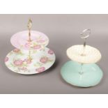 Two ceramic cake stands, Wedgewood Polka Dot, Katie Alice Floral design