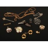 A collection of vintage jewellery including pinchbeck and photo lockets etc.