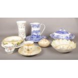 A collection of ceramics to include Spode, Minton, Crown Devon etc.