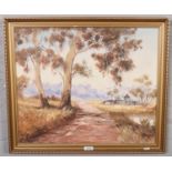 Vinson, framed oil on canvas woodland scene