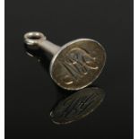 A c19th silver fob seal inscribed MG, marks indistinct.