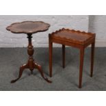 Two mahogany occasional tables; one with scalloped edge and tripod base, the other with gallery edge
