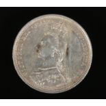 A Victorian 1887 silver shilling with Jubilee head.