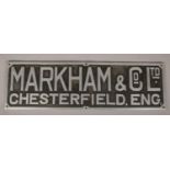 A cast aluminium sign for Markham & co LTD Chesterfield.