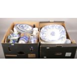 Two boxes of miscellaneous ceramics, Royal Doulton, Wedgwood, Mason's examples vases, coffee pots,