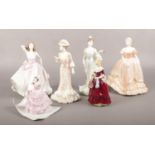 Six Coalport figures of ladies, o include Ladies of Fashion, Belle Epoque, The Victorian Ballgown (