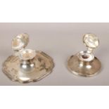 Two silver capstan inkwells to include Edwardian scalloped edge example, Assayed Sheffield 1905 by