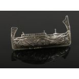 A Maltese silver filigree miniature gondola, stamped 917.