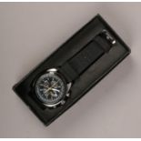 A gentleman's quartz Citizen WR200 stainless steel chronograph wristwatch. Running. Date and time