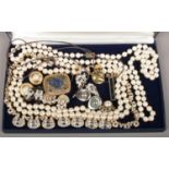 A box of designer dress jewellery including Grosse, Christian Dior, Michal Golan etc.