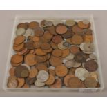 A tray of 19th and 20th century coins. Mainly copper British pre decimal.