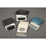 Four cased typewriters, to include Imperial, Brother etc.