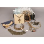 A box of costume jewellery, necklaces, beads etc