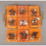 A collection of nine Del Prado metal cavalry through the ages figures on horseback, all boxed.