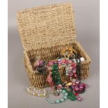 A box of costume jewellery, beads, necklaces, bangles, bracelets etc