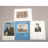 A collection of autographs on film ephemera, to include Kirk Douglas, Richard Greene, Anthony Quayle