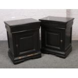 A pair of painted bedside cabinets, with single drawer.