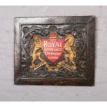A Royal Insurance Company Ltd wooden plaque, 45.5cm x 54cm.