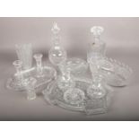 A box of mixed glassware, to include Cristal d'Arques decanter, candlesticks etc.