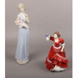 A collection of ceramic figurines, NAO 'my little bouquet', Royal Doulton 'Pauline'