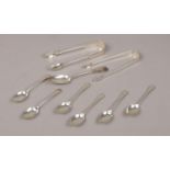 A set of six silver teaspoons assayed Chester 1927, a fiddle pattern teaspoon assayed Newcastle