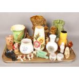 A tray lot of ceramics to include Sylvac, Poole, Royal Doulton Bunnykins etc.