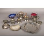 A collection of metalwares, to include James Dixon teaset, pewter etc.