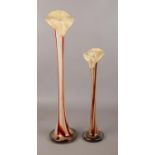 Two art glass Jack-in-the-pulpit vases. (Tallest 59cm).