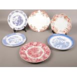 A collection of ceramic cabinet plates, Royal Crown Derby Mikado, Willow Duchess, Woods ware